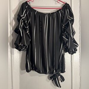 Vince Camuto Off-Shoulder Striped Blouse